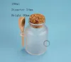 Wholesale- 45pcs/Lot Wholesale Plastic Cosmetic Bottle 100ml Bath Salt Pot With Wooden Spoon Facial Mask Refillable Container