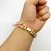 Nytt massivt guldpläterat kubansk länk glänsande diamantarmband hiphop bling smycken hipster män armband Bangle307J