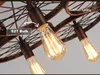 Vintage Wheel Ceiling Pendant Lights Modern Light Fixtures LED Lamps Home Lighting Metal Industrial Edison E27 Holder 3/6Heads Lamp