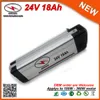Silver Fish – batterie au Lithium pour vélo électrique, boîtier en aluminium, 24v, Li-Ion, 18ah, avec chargeur 2A