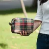 Classic Rectangle Plaid Cosmetic Bag Herringbone Houndstooth Make Up Bags with Zipper Closure Wool Material DOMIL106-676