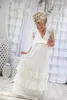 Romantisk 2020 ny ankomst boho blomma flicka klänningar för bröllop billig v neck chiffong spets tiered formella barn bröllopsklänning skräddarsydda
