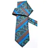 E3 Streifen Paisley Multicoly Blue Blue Dark Turquoise Orange Herren Krawatten Set Krawatte Tasche Square 100 Seiden Jacquard Woven9588901