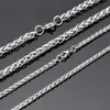 Fashion New 24 '' Silver 316L Rostfritt stål Vete Braid Link-Chain Halsband Kvinnor Mäns Smycken Gifts Bredd 3/4/5 / 6mm