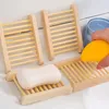 Natural Bamboo Wooden Soap Dish Wooden Soap Tray Holder Storage Soap Rack Plate Box Container for Bath Shower Bathroom