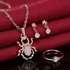 Mode vrouwen sieraden 3 stks sets ketting oorbellen ring diamant-encrusted spider hanger kettingen voor bruidsmeisje sieraden sets