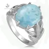 Larimar and White Cubic Cyrkonia 925 Sterling Silver Jewelry Pierścień SS - 3801 Rozmiar # 6 7 8 9 Promocja Rave Recenzje szlachetny hojny nowy wzór