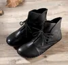 2017 Kobiet Buty Kobiet Prawdziwej Skóry Buty Handmade Vintage Literacki Styl Kostki Lace-Up Moda Darmowa Wysyłka