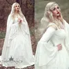 Renaissance Gothic Lace Ball Kleid Brautkleider mit Umhang Plus Größe Vintage Bell Langarm Celtic mittelalterliche Prinzessin Brautkleid