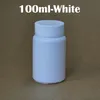 (100pcs / الكثير) 100ml / 100g زجاجات الكثافة البيضاء ، حاوية التعبئة ، زجاجة فارغة ، زجاجات من البلاستيك مع منصات رقائق الألومنيوم