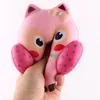 Groothandel 12 cm Leuke Squishy Kawaii Pink Owl PU Zachte Slow Rise Telefoon Strap Squeeze Break Kids Toy Verlichten Angst Fun Gift