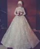 Fashion High Neck Wedding Dress Classic A-Line Lace Applique Long Sleeves Bridal Wedding Dresses Custom Made Graceful Lace Wedding Gowns