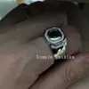 Envío gratis Venta al por mayor Anillo de alta Quliry Solitario Azul Zafiro Plata de ley 925 Diamante simulado Boda Anillo de hombre regalo Tamaño 8-13