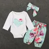 Baby pasgeboren peuter lange mouw bloem kleding set baby romper topspantsheadband 3 st meisjes outfits Clothes1977890