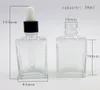 Bouteilles en verre carrées claires vides de 30 ml Parfum d'aromathérapie pour compte-gouttes Flacons en verre transparent de 1 oz