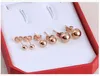 10Pairs/Lot 14k Women's Rose Gold Plated Simple Cute Ball Stud Earring 4mm 5mm 8mm