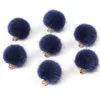 100 teile/los Plüsch Gefälschte Kaninchen Fell Haar Ball Perlen Charms Anhänger für Ohrring Schmuck Machen 15mm
