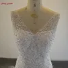 Amostra Real 100% Como Imagem Sereia Beading Pérolas De Cristal Longo Trem Com Decote Em V Sexy vestidos de Noiva Vestido De Noiva vestido de Noiva