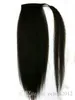 Yaki rabo de cavalo em linha reta Cabelo Humano para as mulheres negras afro rabos de cavalo Perucas cordão envoltório em torno de extensões de cabelo rabo de cavalo 120g