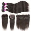 Bundles de tissage de cheveux humains vierges brésiliens avec fermeture en dentelle et extensions de cheveux Remy avec fermeture frontale 4x4 ou 13x4 6278095