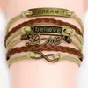 Mix styles charms jewelry bracelets charms infinity bracelet for women and men cross owl love bird believe
