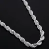 925 Sterling Silver Halsband Kedjor 3MM 16-30 tum Ganska söt Mode Charm Rep Chain Halsband Smycken DIY tillbehör