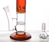 Image réelle Bong Pipes à eau en verre Hauteur 28 cm avec joint de 14,4 mm Bongs en verre Double percolateur en nid d'abeille Plate-forme d'huile Narguilés en verre