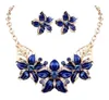 Hot Seling 18K Gold Plated Austrian Crystal Enamel Flower Jewelry Sets Fashion African Necklace and Earring Set for Women DHW254