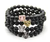 2016 High Grade Fashion Jewelry Wholesale, 8mm Black Matte Agate Stone Beads with Micro Pave Cubic Zirconia CZ Leopard Bracelets