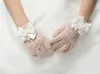 Hot Children Gloves Hollow Out Pearl Flower Bowknot Finger Gloves Child Girls Floral Butterfly Mittens Kids Wedding Party Accessories Beige