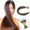 Elibess Toptan 1G / Strands 100 s / paket # 6 Orta Kahverengi Mikro Nano Yüzükler Saç Düz Çift Çizilmiş Remy İnsan Saç Uzantıları