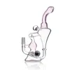 Recycler-Ölplattformen Shisha Bong 14,4 mm Glasgelenk, gebogener Typ, rosa Farbe