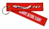 747 Entfernen Sie vor Flug Gepäck -Tag Zipper Pull gewebte Stickstärke Keychain 13 x 2,8 cm 100pcs lot266y