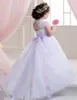 Gorący Piękny Koronki Kwiat Girl Dresses Święta Pierwsza Komunia Sukienki Little Bow Girl Girls Page Cartourt Party Dress