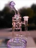 Violet 21,5 cm de haut / joint 14,4 mm bongs en verre fabuleux tore d'oeuf fumant des conduites d'eau droites fabeggo huile dab rigs nid d'abeille perc bongs Shisha