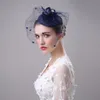 Navy Blue Ivory Black Gray Bridal Hats Soft Tulle Face Veil Elegant Women039s Cheap Party Hats chapeau mariage1150960