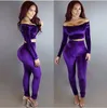 Rompers Women's Jumpsuits Wholesale 3 colors Slash Neck Full Sleeve corduroy Backless Bandage Autumn/winter women casual sexy fashion Jum