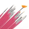 Pink 15Pcs Design DIY Acrylic Painting Tool UV Gel Pen Polish Nail Art Brush Set #R56