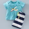 2016 Lato Baby Boys Kotwicy Zestawy Top T Shirt + Spodnie pasków Dzieci Krótki Rękaw Butik Stroje Dzieci Letnie Piżamy Garnitku Dzieci Odzież