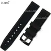 Bands de montre 20 mm Men Band Band Band Watch Band Soft Silicone Rubber Watch Band Silver Black Black Boucle Bandoues Relojes Hombr2024651