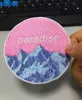 Fresh Brush Mountain Cute Pink Paradise Iron on Patches Cartoon Custom Embroidery Patches 3 INCH Free Shipping