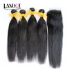 5Pcs / Lot Malaisien Droite Vierge Cheveux Humains Avec Fermeture 8A Cheveux Non Transformés Tisse 4 Bundles Ajouter 1Pc Fermetures En Dentelle Naturel Noir Teintable