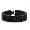 Masculino preto ouro prata acabamento 4 fileiras diamante tênis pulseira 8 polegada strass gelado para fora hip hop bling pulseiras legal jóias309o