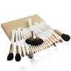 Zoreya Quality Bridal Make up Brushes Professional 22 Pcs Blush Powder Makeup Brushes Set White Brush Kit Case