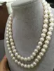 Двойной Стренги 12-13мм Южного моря белый барокко жемчужное ожерелье 38 дюймов 14k золото Застежка