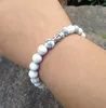 SN0384 Nyanlända Howlite Buddha Bracelet Lucky Stone Mala Yoga Healing Armband för män och kvinnor