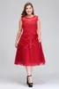 Plus prawdziwy rozmiar obrazu Czerwony Tiul Tiul z koronkowym kolanem Linia Formalne imprezy wieczorowe sukienki CPS