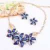 Hot Seling 18K Gold Plated Austrian Crystal Enamel Flower Jewelry Sets Fashion African Necklace and Earring Set for Women DHW254