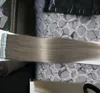 Silver Grey Hair Extensions Seamless Remy 100g Tape In Human Extensions 100g (40PCS) PU Skin Väftband Hårförlängningar Hårprodukter