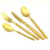 JK HOME 4pcs/set 24K Gold Cutlery 4Pcs Stainless Steel Flatware Tableware Dinner Spoon Polishing Plated Dinnerware Flatware Set For 1/6